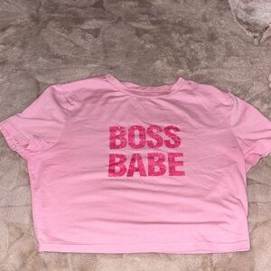 SHEIN Pink 'Boss Babe' Graphic Tee